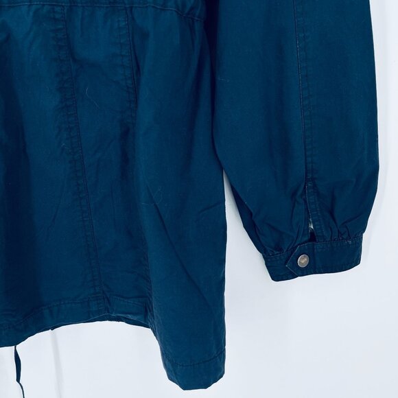 Forever 21 Ladies Military Jacket Hooded  Size M Blue Drawstring Waist Pockets - Picture 6 of 14